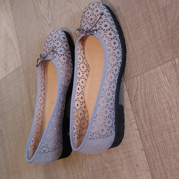 Ron White Size 40 Light Blue/Grey Leather Loafers with Cut-Out Leather Design - Picture 4 of 10